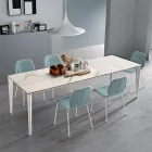 Uitschuifbare tafel in glaskeramiek en metalen onderstel in verschillende afwerkingen - Ariel Viadurini