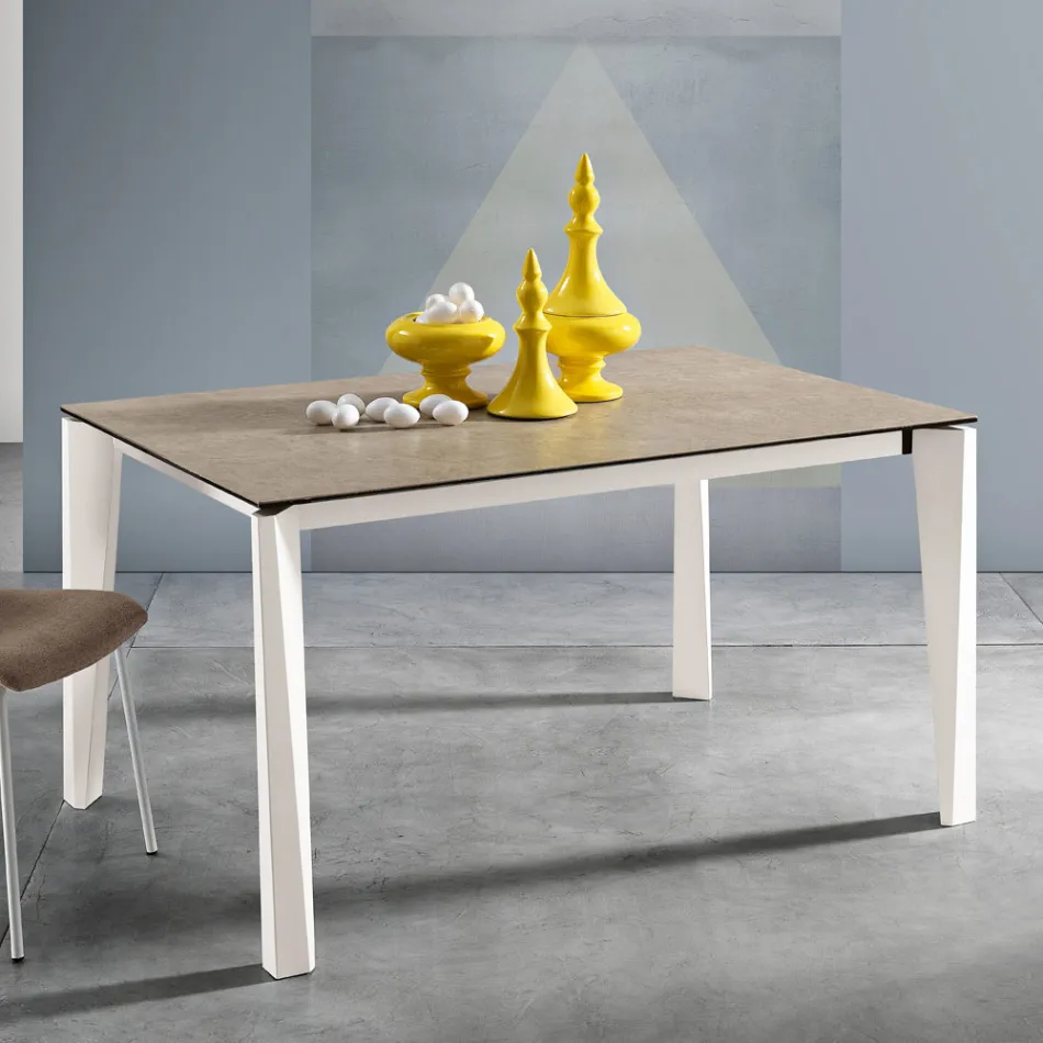 Uitschuifbare tafel van glaskeramiek Fokos Terra Finish Made in Italy - Ariel Viadurini