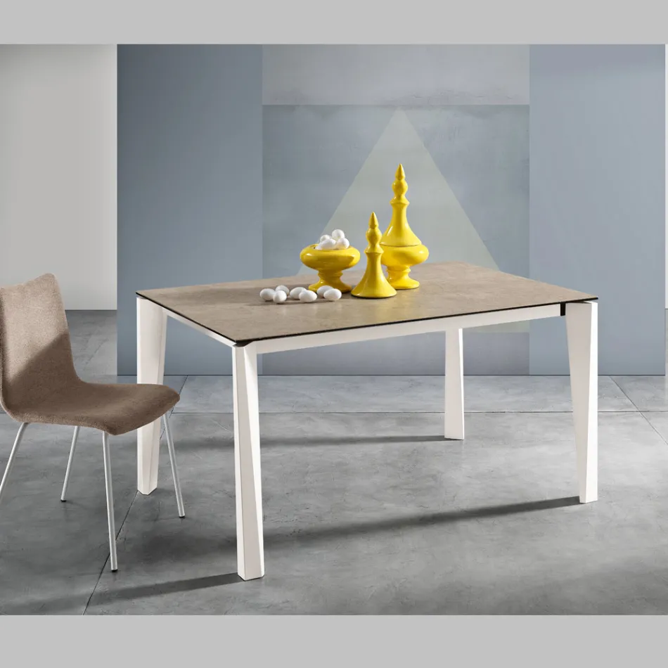 Uitschuifbare tafel van glaskeramiek Fokos Terra Finish Made in Italy - Ariel Viadurini