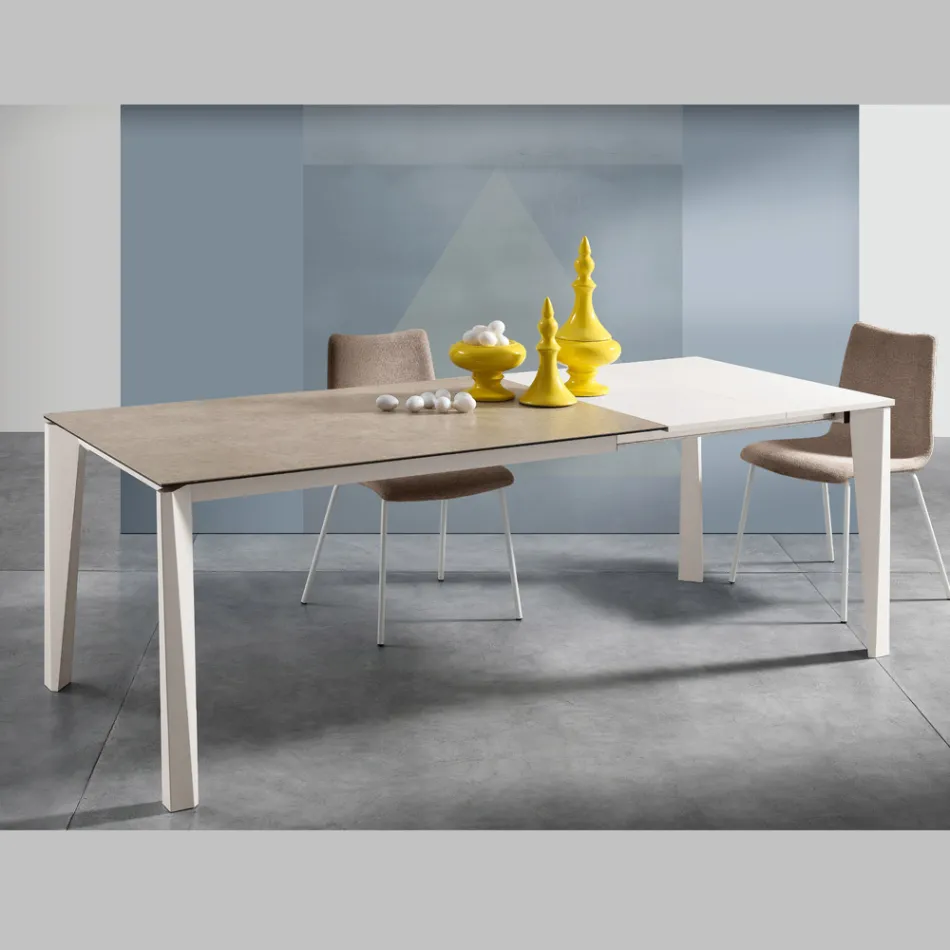 Uitschuifbare tafel van glaskeramiek Fokos Terra Finish Made in Italy - Ariel Viadurini