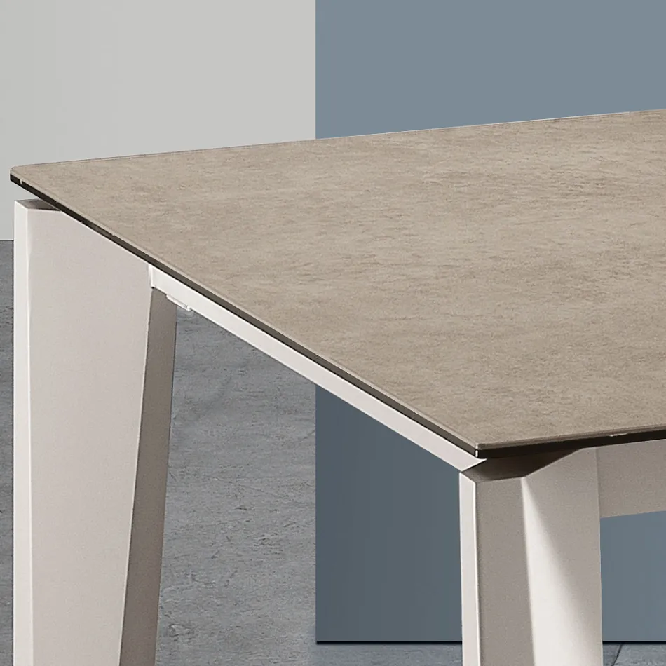 Uitschuifbare tafel van glaskeramiek Fokos Terra Finish Made in Italy - Ariel Viadurini