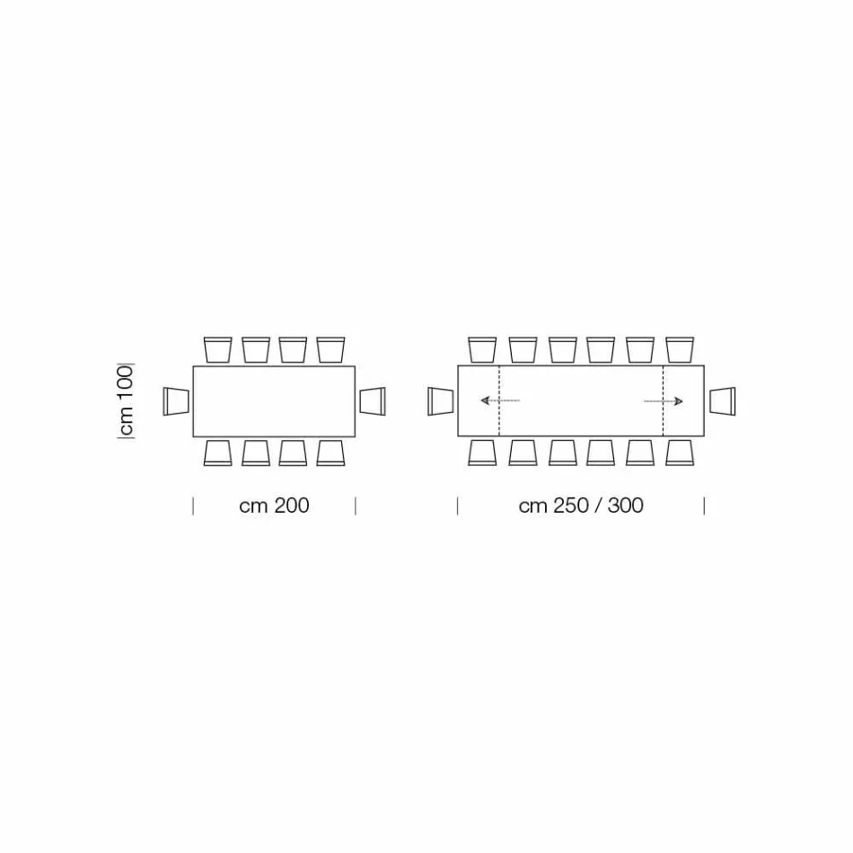 Moderne uitschuifbare tafel voor 14 personen met laminaatblad Made in Italy - Ezzellino Viadurini