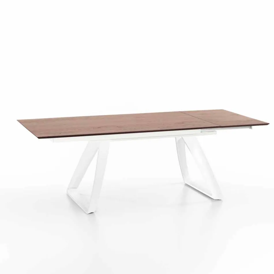 Modern uitschuifbare tafel met metalen poten, Villongo Viadurini