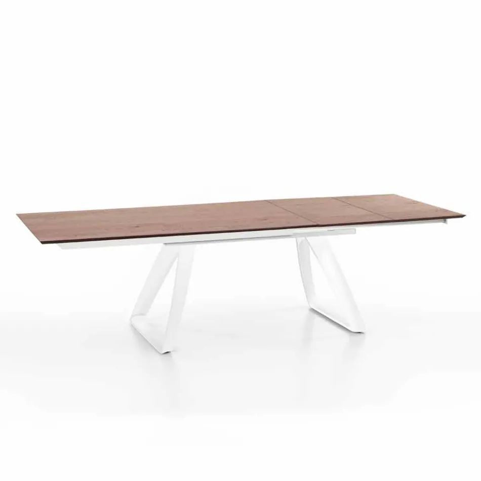 Modern uitschuifbare tafel met metalen poten, Villongo Viadurini
