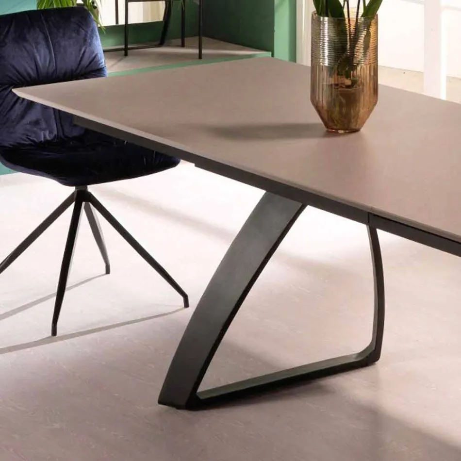 Modern uitschuifbare tafel met metalen poten, Villongo Viadurini