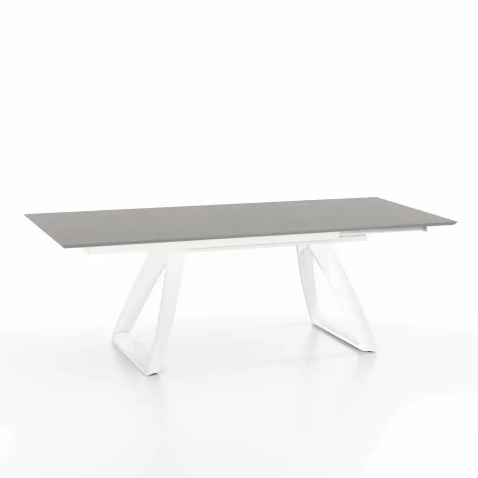 Modern uitschuifbare tafel met metalen poten, Villongo Viadurini