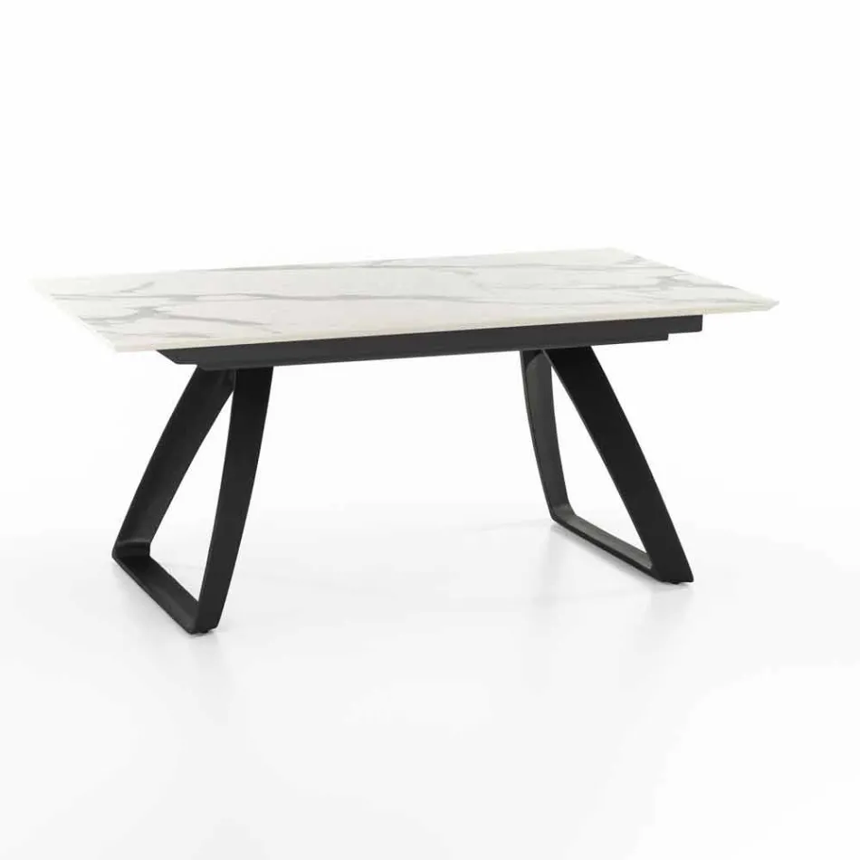 Modern uitschuifbare tafel met metalen poten, Villongo Viadurini