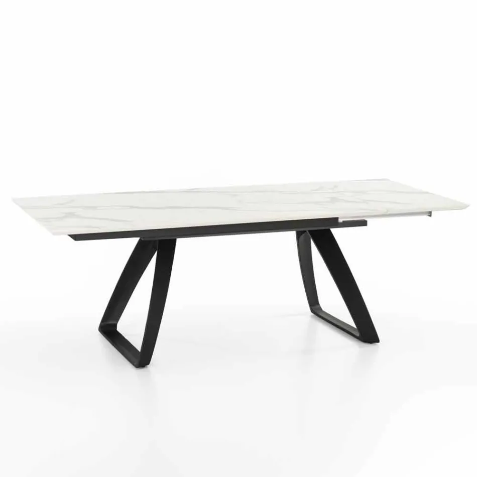 Modern uitschuifbare tafel met metalen poten, Villongo Viadurini