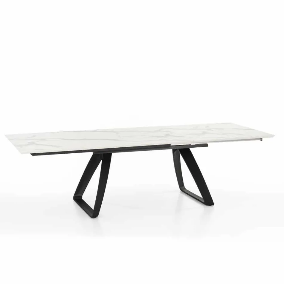 Modern uitschuifbare tafel met metalen poten, Villongo Viadurini