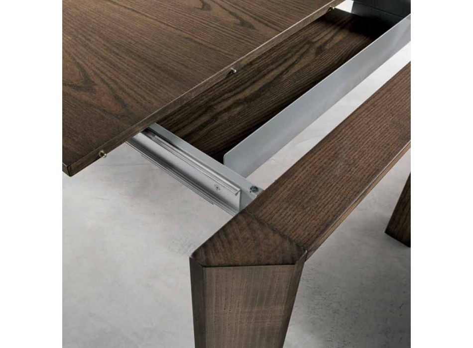 Moderne uitschuifbare tafel met trapeziumpoten in Parre-essenhout Viadurini