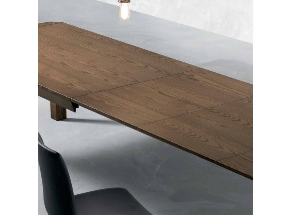 Moderne uitschuifbare tafel met trapeziumpoten in Parre-essenhout Viadurini
