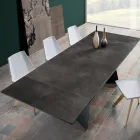 Moderne uitschuifbare tafel met steengoed blad gemaakt in Italië, Erve Viadurini