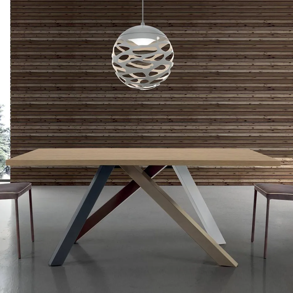 Moderne uitschuifbare tafel met gelamineerd houten blad Made in Italy – Settimmio Viadurini