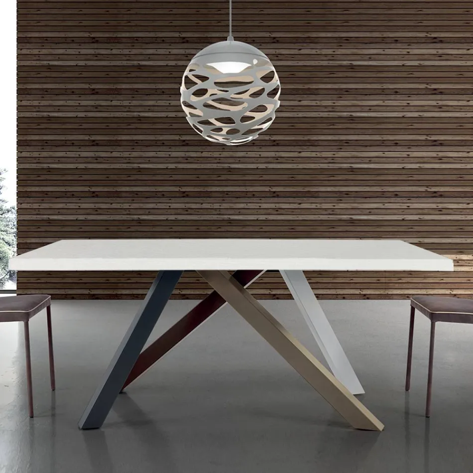 Moderne uitschuifbare tafel met gelamineerd houten blad Made in Italy – Settimmio Viadurini