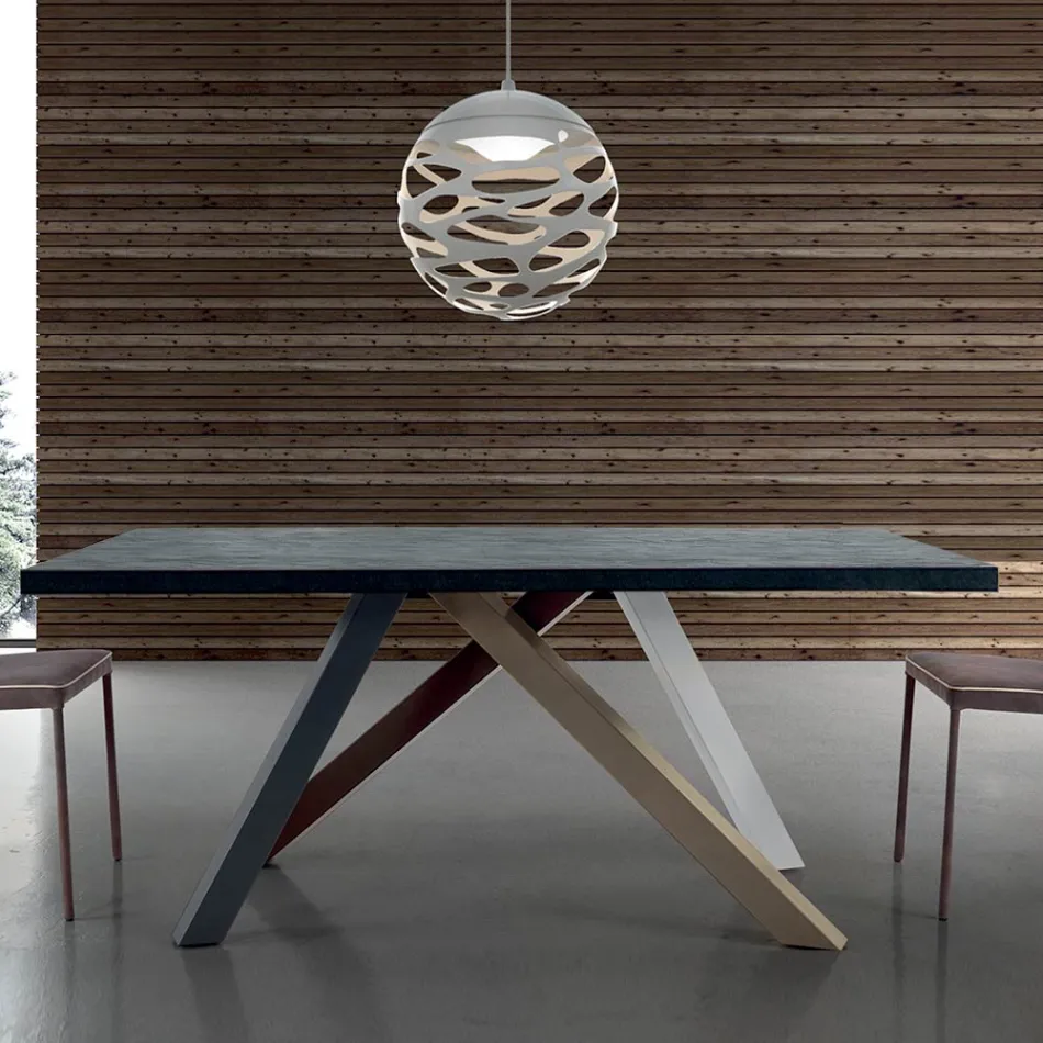Moderne uitschuifbare tafel met gelamineerd houten blad Made in Italy – Settimmio Viadurini