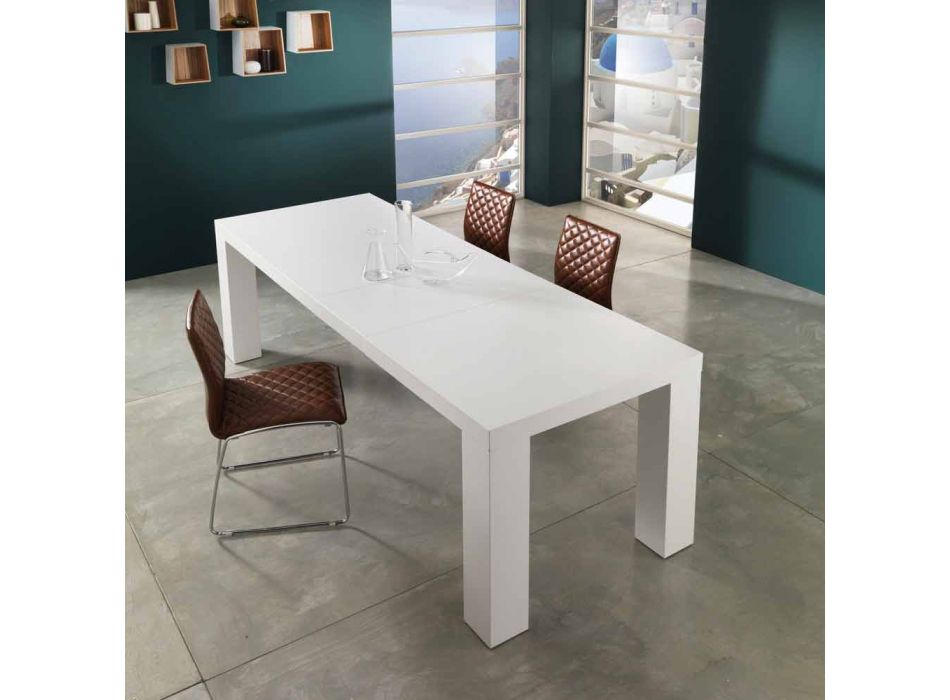 mat wit gelakt uitschuifbare tafel Recent Demy Viadurini