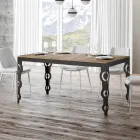 Moderne uitschuifbare tafel in melaminehout en ijzeren onderblad - Marella Viadurini