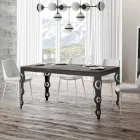 Moderne uitschuifbare tafel in melaminehout en ijzeren onderblad - Marella Viadurini