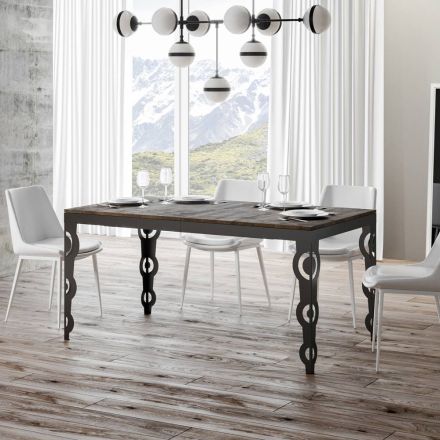 Moderne uitschuifbare tafel in melaminehout en ijzeren onderblad - Marella Viadurini
