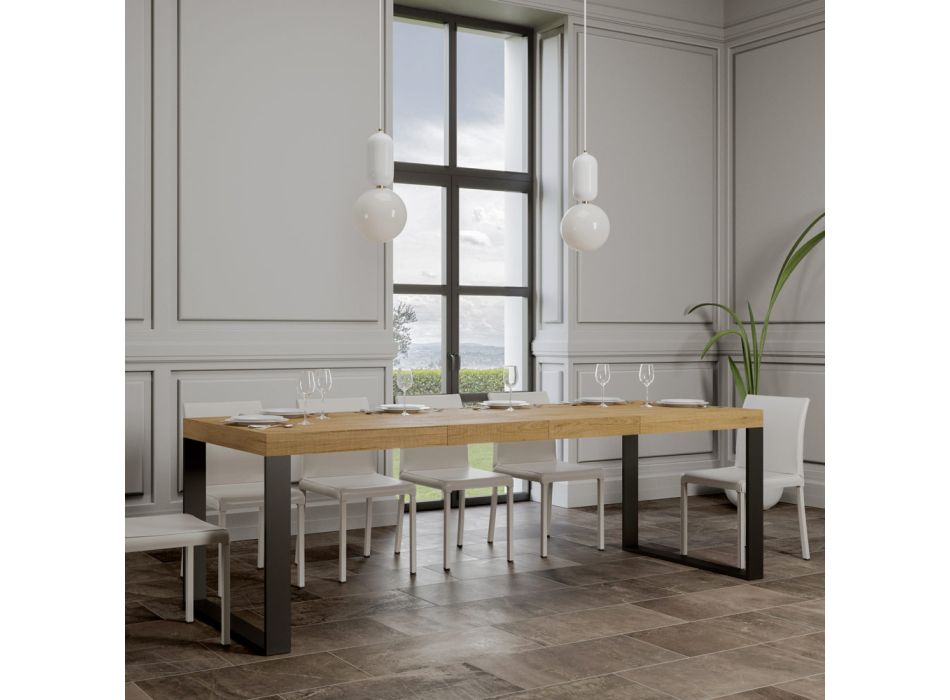 Moderne uitschuifbare tafel van melaminehout Made in Italy - Badesi Viadurini
