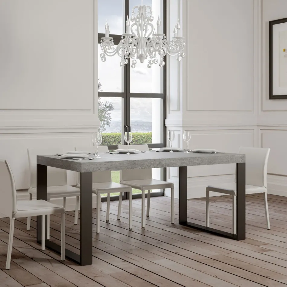 Moderne uitschuifbare tafel van melaminehout Made in Italy - Badesi Viadurini