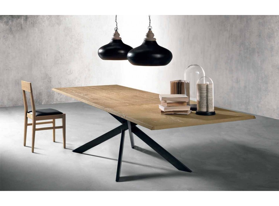 Moderne uitschuifbare tafel in eikenhout Made in Italy - Oncino Viadurini