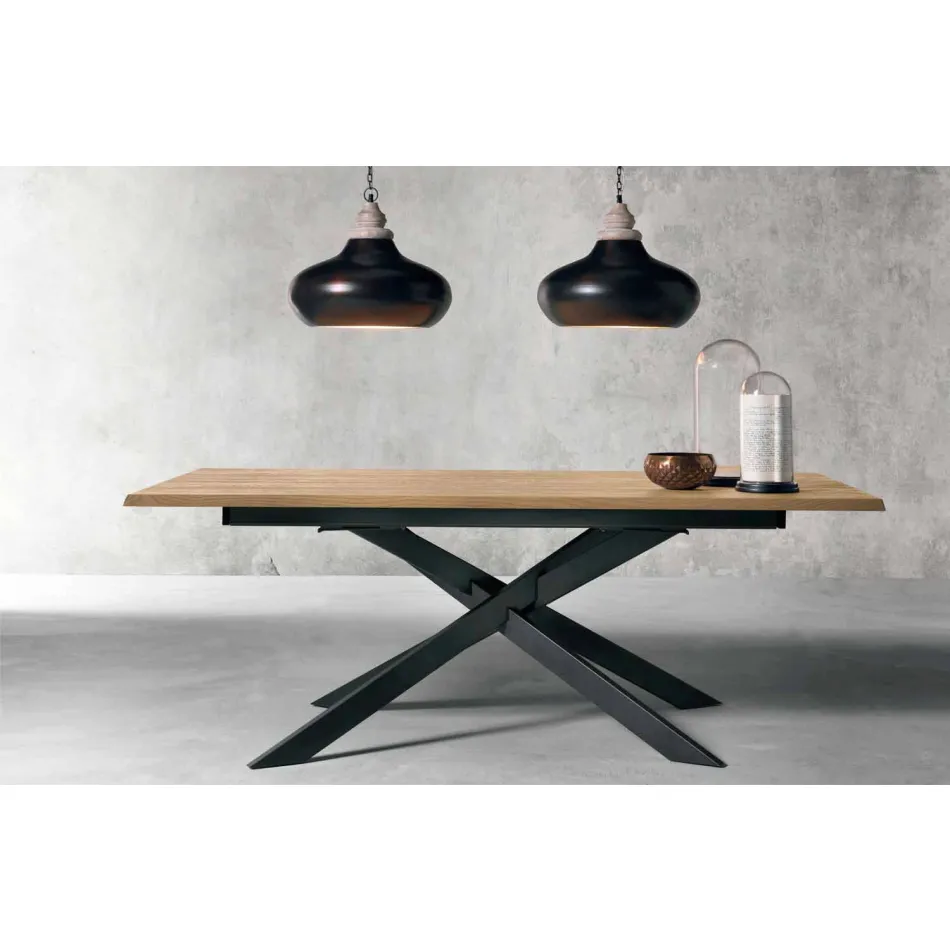Moderne uitschuifbare tafel in eikenhout Made in Italy - Oncino Viadurini