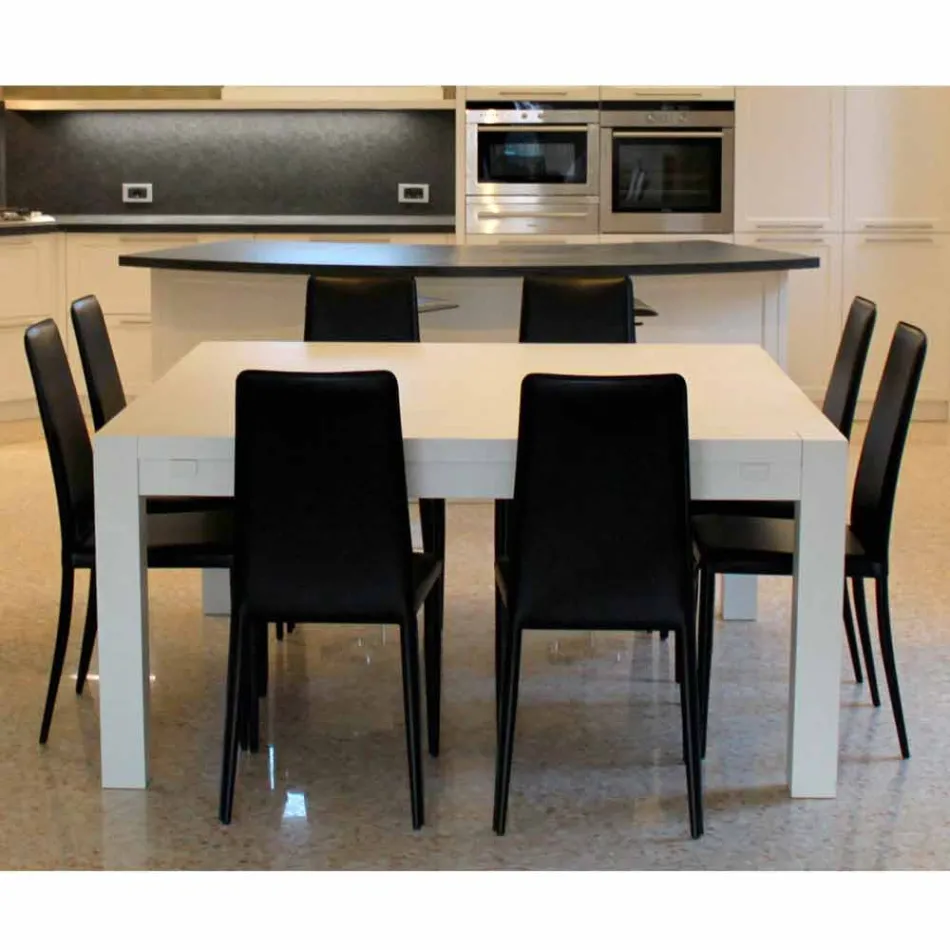 Modern uitschuifbare tafel in massief eikenhout, 160x160cm, Jacob Viadurini