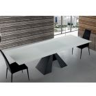 Moderne uitschuifbare tafel van glas en staal met 14 zitplaatsen Made in Italy - Dalmatiër Viadurini