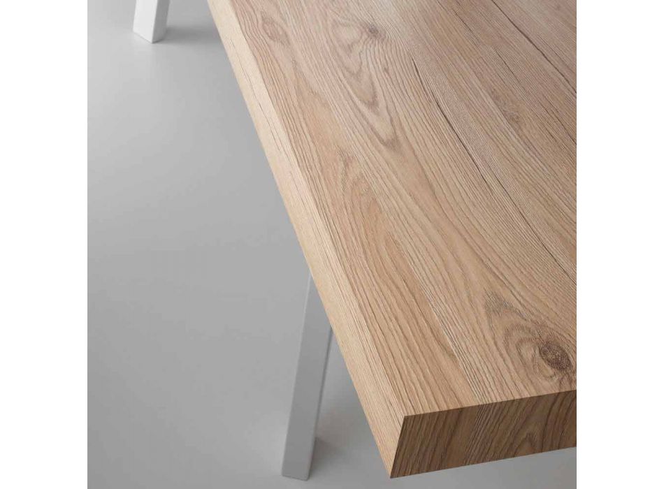 Moderne uitschuifbare tafel, massief houten blad - Tricerro Viadurini