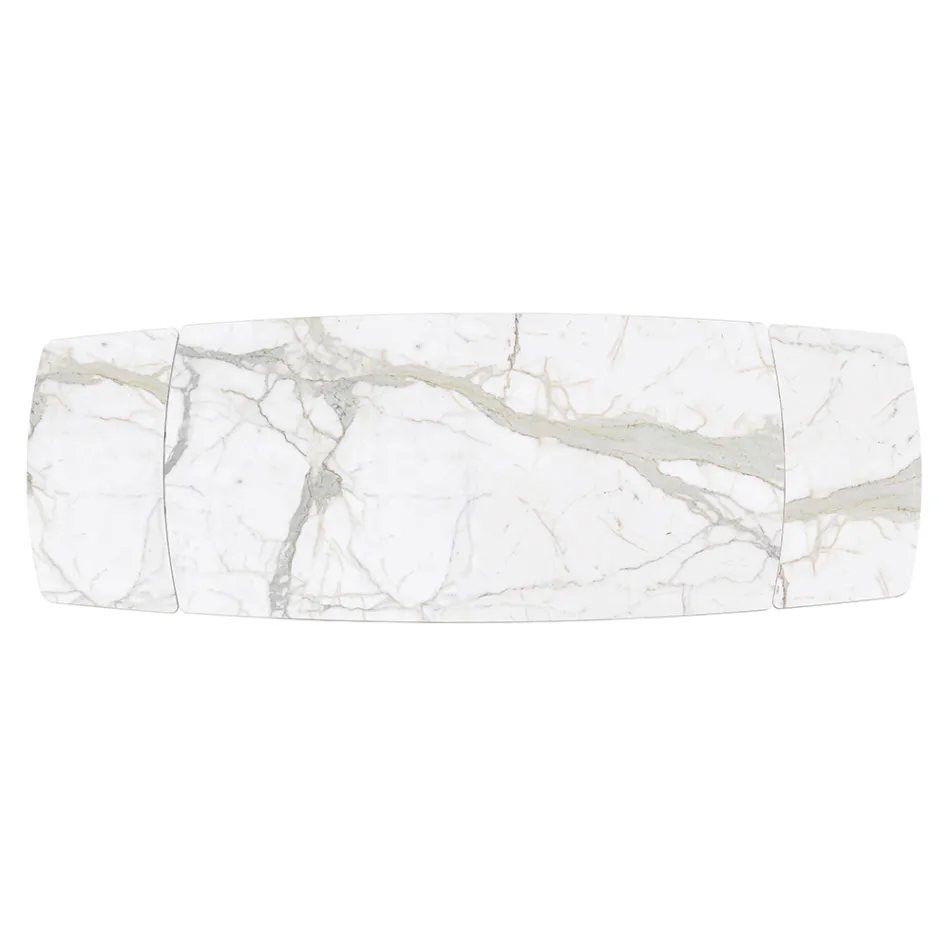 Uitschuifbare tafel met keramisch blad en ijzeren onderstel - Incrocio Viadurini