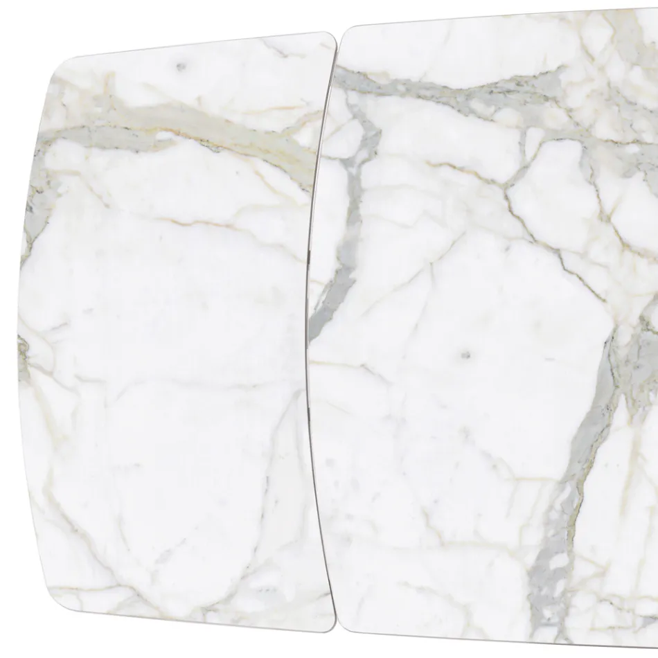 Uitschuifbare tafel met keramisch blad en ijzeren onderstel - Incrocio Viadurini