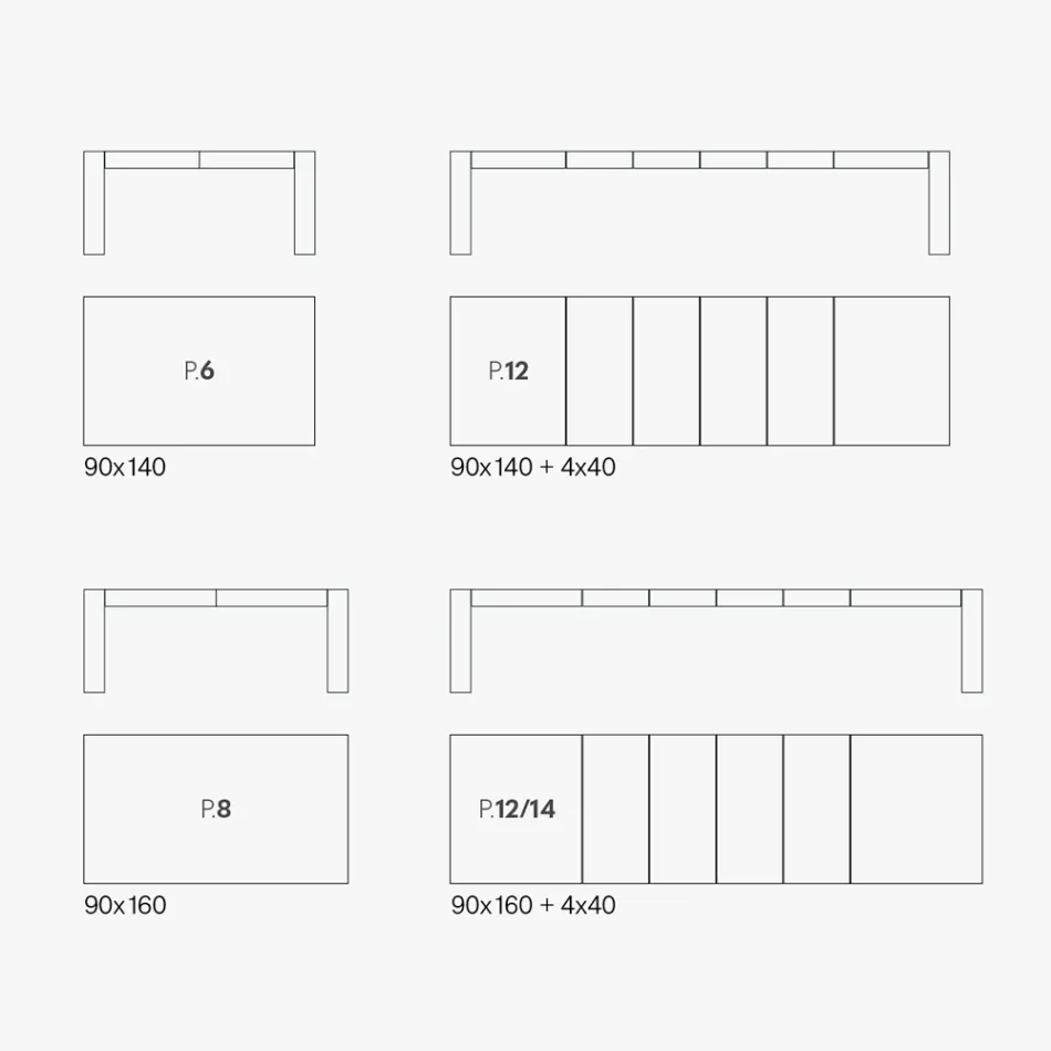 Uitschuifbare tafel gemaakt van opklapbaar melamine Made in Italy - Oky Viadurini
