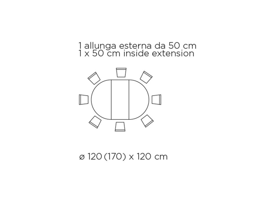 Uitschuifbare ronde woonkamertafel in laminaat Made in Italy - Dollars Viadurini