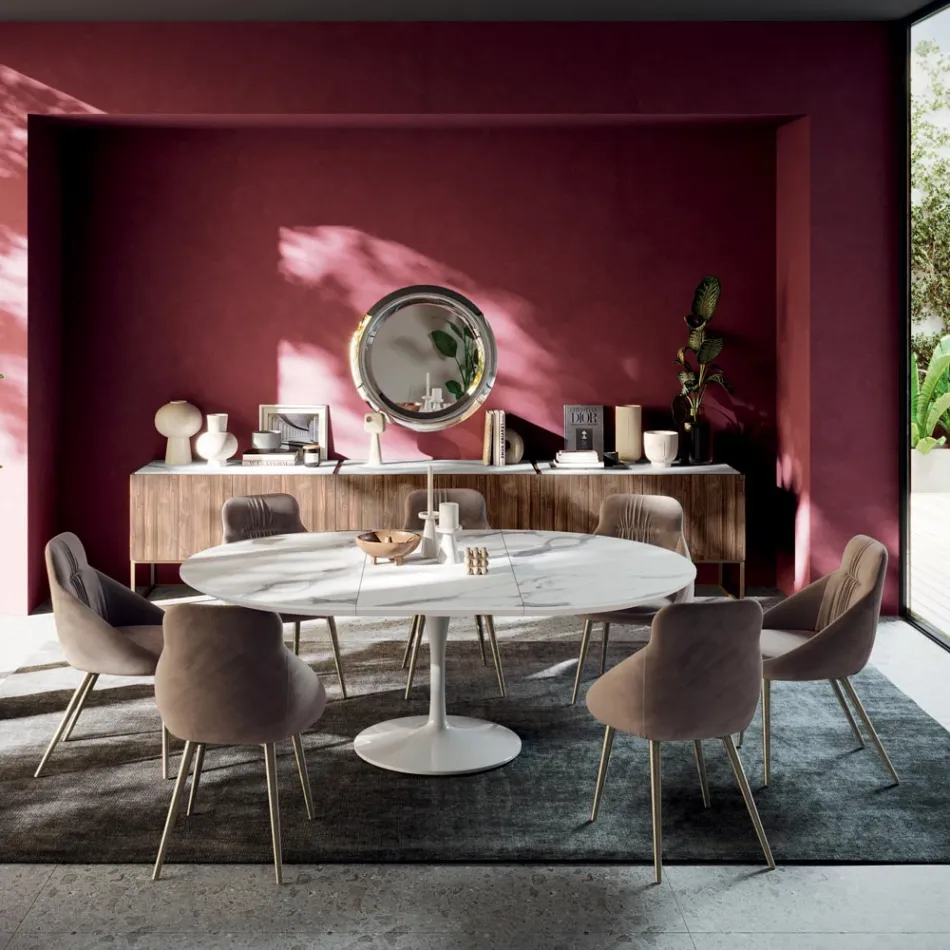 Uitschuifbare ronde woonkamertafel in laminaat Made in Italy - Dollars Viadurini