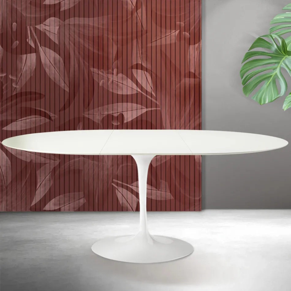 Saarinen Tulip uitschuifbare tafel H 74 cm in wit Florim keramiek - Scarlet Viadurini