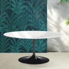 Saarinen Tulip uitschuifbare tafel H 74 cm in glanzend wit Florim keramiek - Scarlet Viadurini