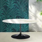 Saarinen Tulip uitschuifbare tafel H 74 cm in Florim Calacatta Gold Gloss keramiek - Scharlakenrood Viadurini