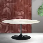 Saarinen Tulip uitschuifbare tafel H 74 cm in Florim Calacatta Gold mat keramiek - Scharlakenrood Viadurini