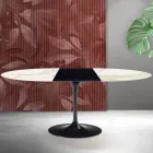 Saarinen Tulip uitschuifbare tafel H 74 cm in Florim Calacatta Gold mat keramiek - Scharlakenrood Viadurini