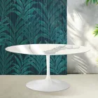 Saarinen Tulip uitschuifbare tafel H 74 cm in glanzend Statuario Florim keramiek - Scharlakenrood Viadurini
