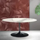Saarinen Tulip uitschuifbare tafel H 74 cm in Florim Statuario mat keramiek - Scharlakenrood Viadurini