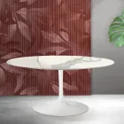 Saarinen Tulip uitschuifbare tafel H 74 cm in Florim Statuario mat keramiek - Scharlakenrood Viadurini