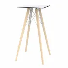 Vierkante design hoge bartafel in hout en HP, 4 stuks - Faz Wood van Vondom Viadurini