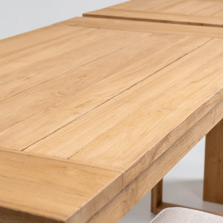 Hoge bartafel van geborsteld natuurlijk teakhout - Sponda Viadurini