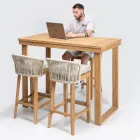 Hoge bartafel van geborsteld natuurlijk teakhout - Sponda Viadurini