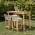 Hoge bartafel van geborsteld natuurlijk teakhout - Sponda Viadurini