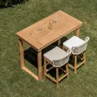 Hoge bartafel van geborsteld natuurlijk teakhout - Sponda Viadurini