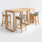 Hoge bartafel van geborsteld natuurlijk teakhout - Sponda Viadurini