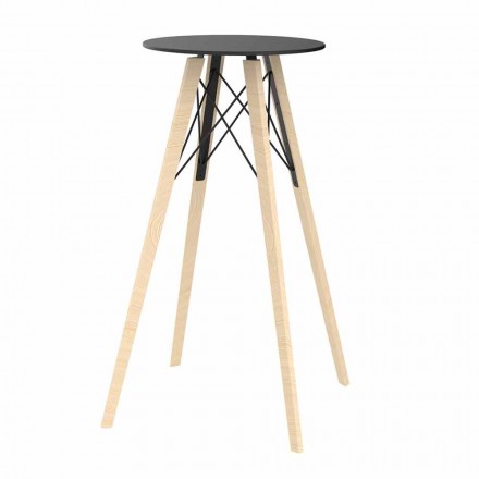 Ronde design hoge bartafel in hout en HP, 4 stuks - Faz Wood van Vondom Viadurini
